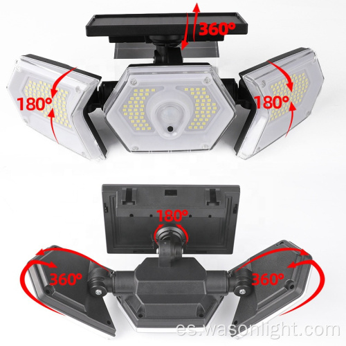 Más nuevos Smart Triple Heads 254*SMD/274*COB AUTAL DE PARTA DE MOVIMIENTO SOLAR PARA Solar Garden Light con cuerpo de lámpara ajustable